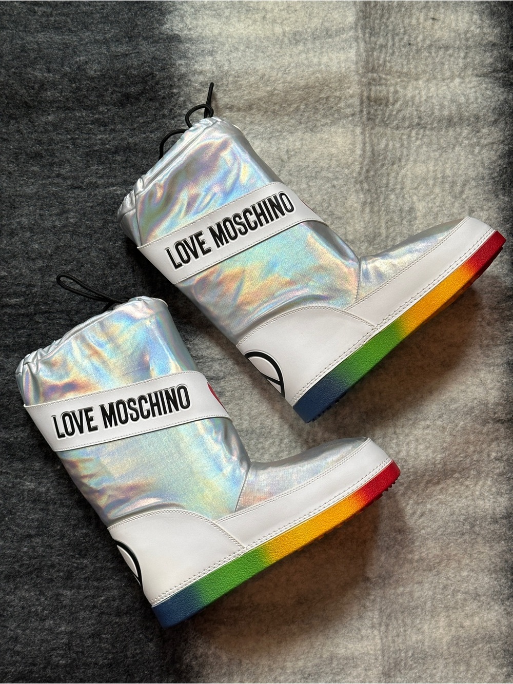 Love Moschino Iridescent Bootie with Rainbow Sole - EU 39/40 - US 9.5
